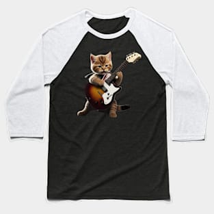 Whimsical Feline Musician Top Baseball T-Shirt